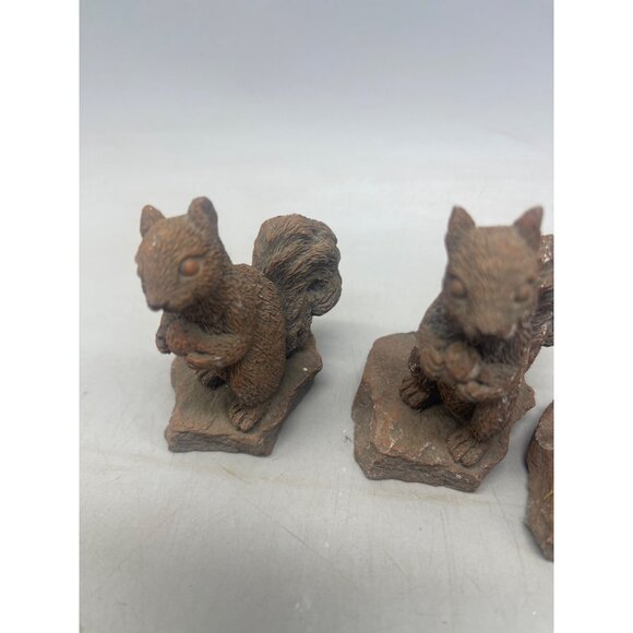 set of 3 squirrel figurine stone look garden decor shelf brown 2.5" READ - Picture 3 of 9